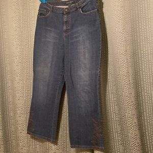 Lauren Jeans Co. jeans with embroidery on bottom flare. Size 16W
